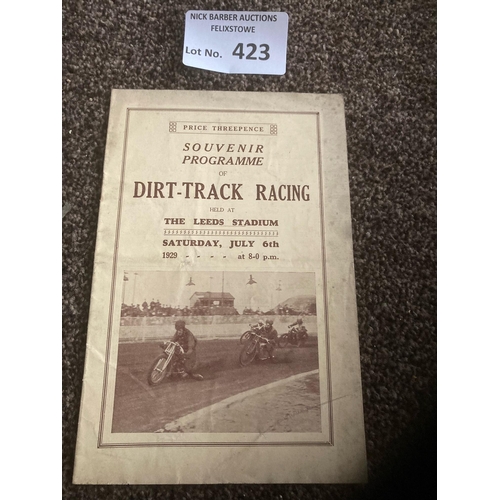 423 - Speedway : Leeds Stadium - Senior Handicap & Golden Helmet Races - rare programme 06/07/1929 - in gr... 