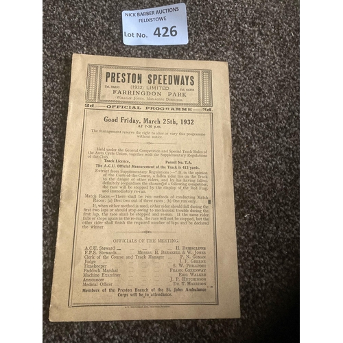 426 - Speedway : Preston - Farringdon Park programme Lancs/Post, Golden Helmet races etc - 8 pages 25/03/1... 