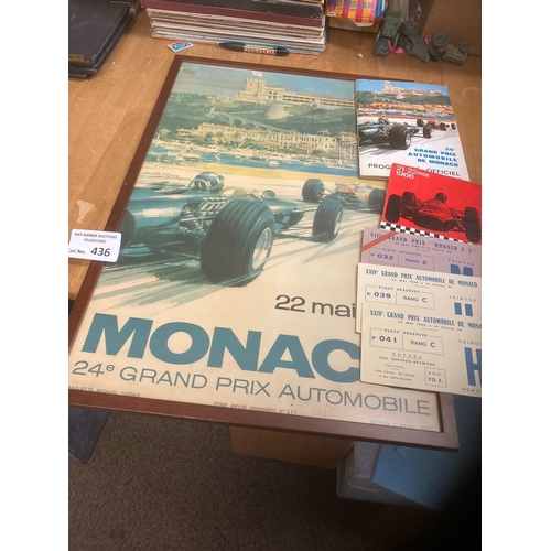 436 - Motor Racing F1 : Monaco GP 1966 22/05/1966 - super lot inc original framed poster plus programme ma... 