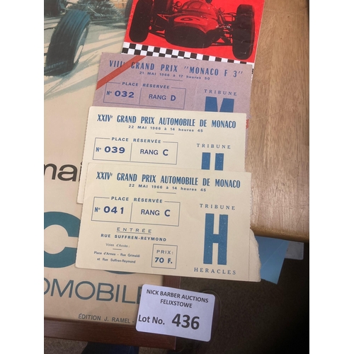 436 - Motor Racing F1 : Monaco GP 1966 22/05/1966 - super lot inc original framed poster plus programme ma... 