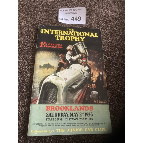 449 - Motor Racing : Brooklands - The International Trophy 02/05/1936 - super iconic cover in great condit... 