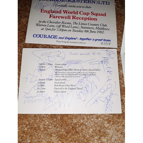 457 - Football : England World Cup farewell reception 1982 08/06/1982 signed by many England players inc C... 