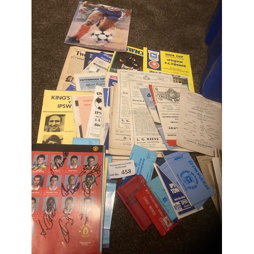 458 - Football : programmes - some Ipswich Town involvement inc season ticket books, progs, non league pro... 