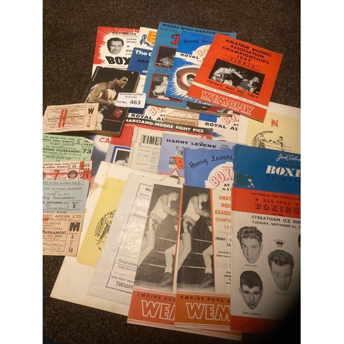 463 - Boxing : Nice Collection of programmes 1950s/60s, awards menu, a few tickets - nice lot