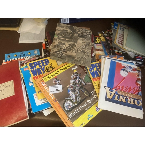 466 - Speedway : Modern memorabilia programmes many finals/gps & a big lot of scrap books & history - incl... 