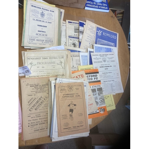 470 - Football : Non league programmes - mainly East Anglia/London mostly 1950s/60s a few pholes, , writin... 