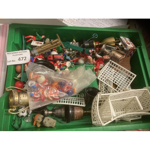 472 - Football : Interesting toy box - includes Subbuteo - Cups players needs & other makes - interesting ... 