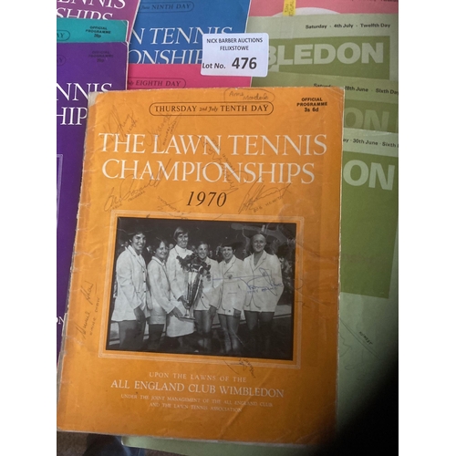 476 - Tennis : Collection of Wimbledon programmes1970s/90s with signatures inc Rosewall, Sakamoto, Gerulat... 