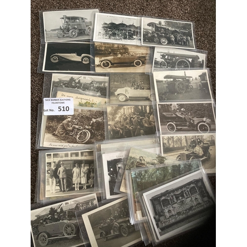 510 - Postcards : Road Transport 120+ cards mostly RPs inc vintage cars, steam engines, fair grounds etc