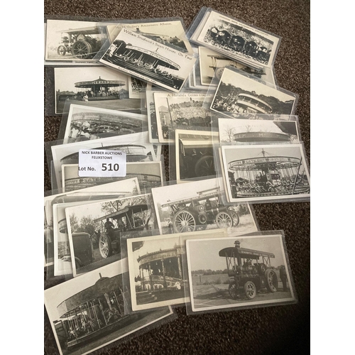 510 - Postcards : Road Transport 120+ cards mostly RPs inc vintage cars, steam engines, fair grounds etc