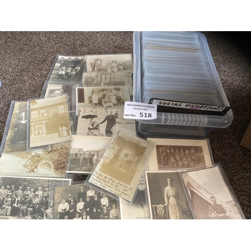 518 - Postcards : Social History - solid box of general history cards mostly RPs individuals/groups - very... 