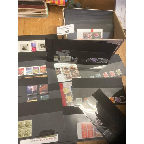 53 - Stamps : GB mint - small box of 100+ hagners with modern GB sets/sheets etc FV £300