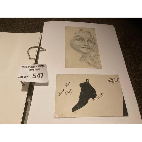 547 - Postcards : A superb album of hand made/ draw cards plus other cards - superb loaded album