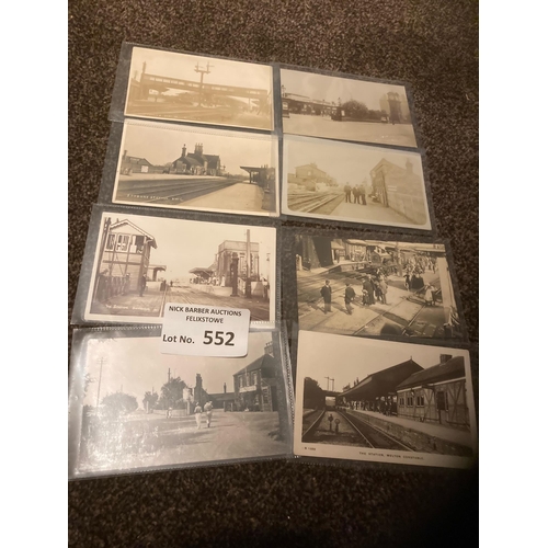 552 - Postcards : Railway Stations - nice selection of rare RPs inc Downham, Whittlesey, Wisbech - lovely ... 