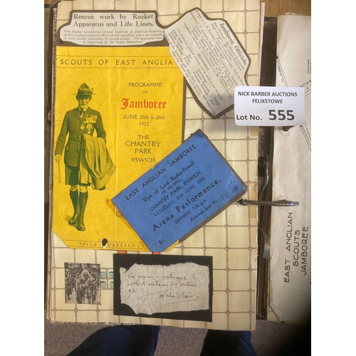 555 - Postcards : 3rd Scouts Felixstowe book cards/history in 2 large folders 1920s onwards - programmes, ... 