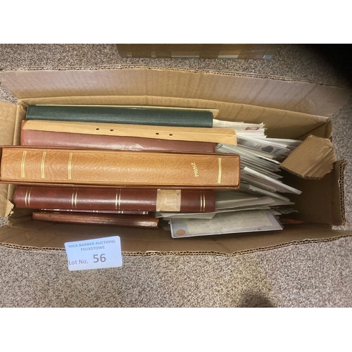 56 - Stamps : Box of various World in stock books albums/loose/covers etc