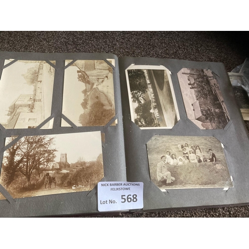 568 - Postcards : Vintage album approx 150 inclusive of pack of Carcassonne early 1900s cards many RPs UK ... 