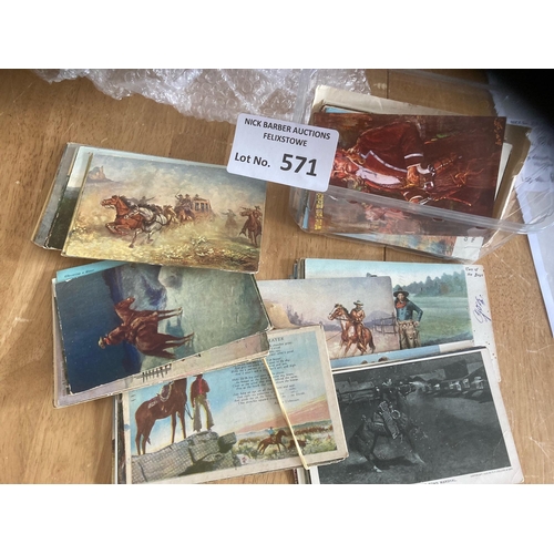 571 - Postcards : Wild West Cowboys & Indians cards nice selection of mostly vintage issues (70+)