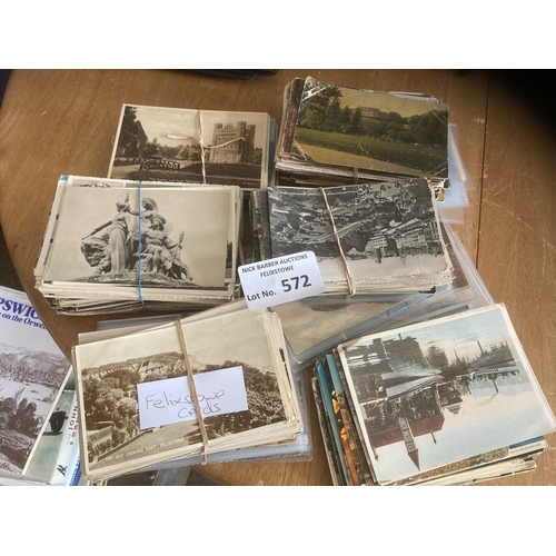 572 - Postcards : Bundles of cards approx 500 includes a bundle of Felixstowe several RPs included