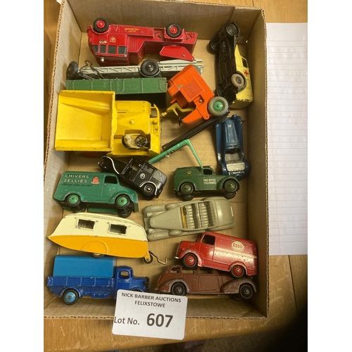 607 - Diecast : Dinky - super box of play worn cars, trucks, caravan etc