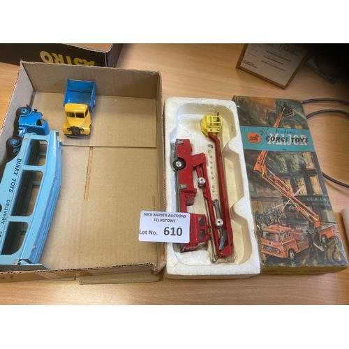 610 - Diecast : Corgi Simon Snorkel Fire Engine, boxed & 2 others Dinky - nice lot