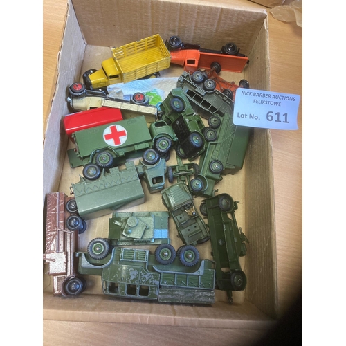 611 - Diecast : Dinky Army Style collection of original vehicles etc play worn - nice lot