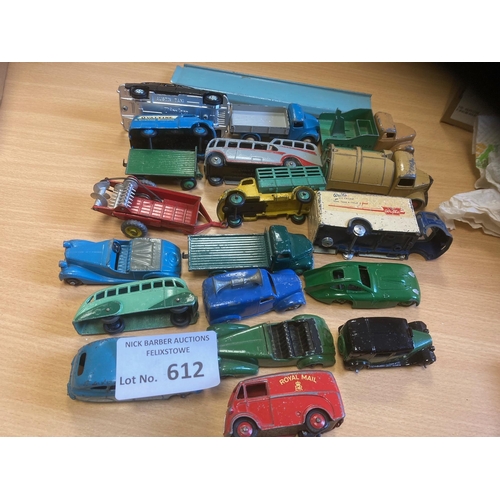 612 - Diecast : Dinky - nice collection of vehicles trucks, buses, cars etc - mostly playworn some repaint... 