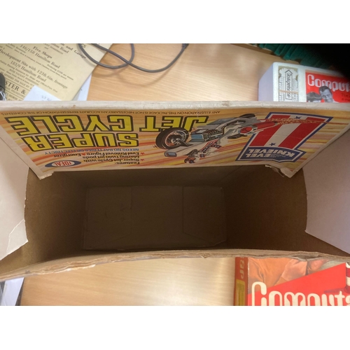 631 - Diecast : Evel Knievel super jet cycle boxed - flap to box missing but all ok & boxed game computaca... 