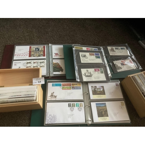 64 - Stamps : GB collection of FDCs in 3 albums & 1x Royal Mail box 1960s (early few) & mid 2000s plus Ro... 