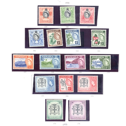 80 - Stamps : Commonwealth Box 3 St/books & 3 Albums . Useful Jamaica QE Colln. with sets to £1 or Equiv.... 