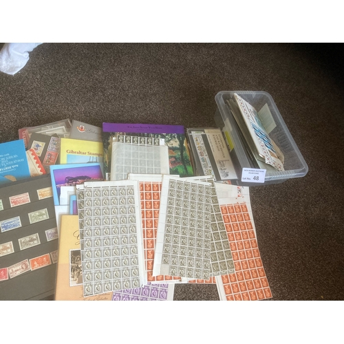 48 - Stamps : Mostly GB mix of presentation packs sheets of pre-decimal plus others year packs & Gibralta... 