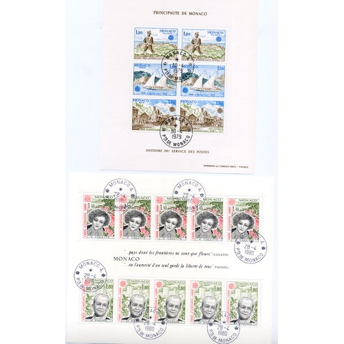 9 - Stamps : Monaco  Miniature Sheets 18 In all Mainly Used with one or two better Mint.  The Catalogue ... 