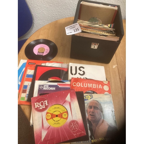 125 - Records : Box of 45s singles 50+ inc good names Fairport, Sex Pistols etc