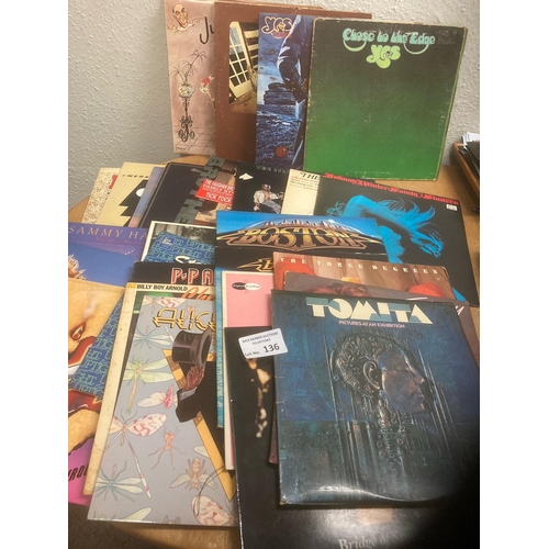 136 - Records : Box of albums (60+) conditions decent varied lot but good names inc Bon Jovi, Mungo Jerry,... 