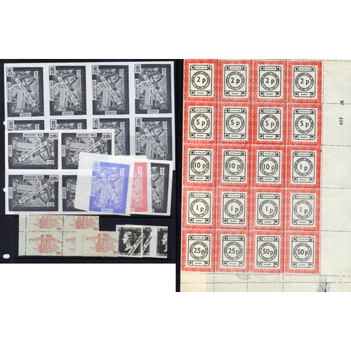 16 - Stamps : Strike Posts (1971)in a Binder and Stockbook. Very many 100s of adhesives in, Blocks, Part ... 