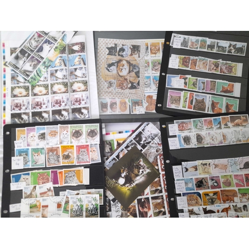 19 - Stamps : CATS  A collection/Accumulation Mint/Used  Sets & Singles on stock sheets  within a rin... 