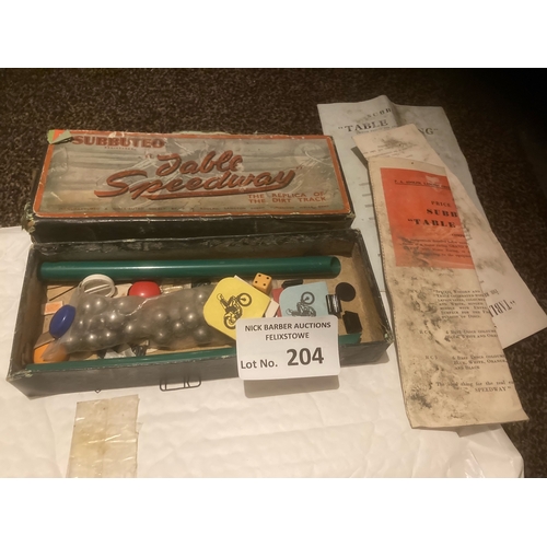 204 - Speedway : Table speedway by Subbuteo in original box - not great condition but rare item