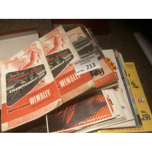 213 - Speedway : World Finals programmes - collection in shoe box 1948-94 mostly UK issues & some dupl... 