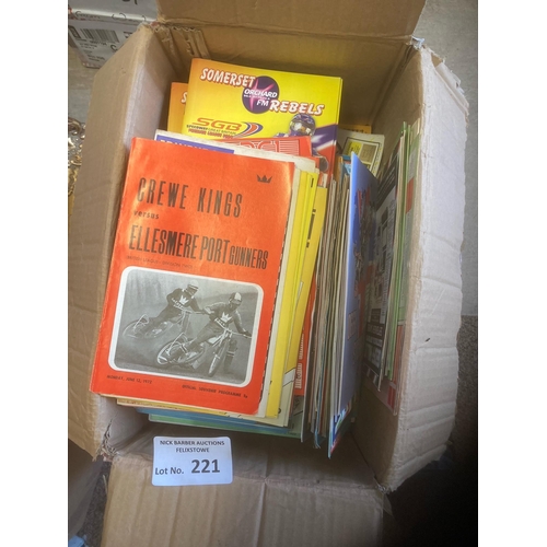 221 - Speedway : giant box of programmes 1960s onwards many clubs Crewe, Hackney - all sorted 500+