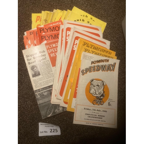 225 - Speedway : Plymouth collection of programmes 1947-54 (29) 1961-70 (49) - all fine cond