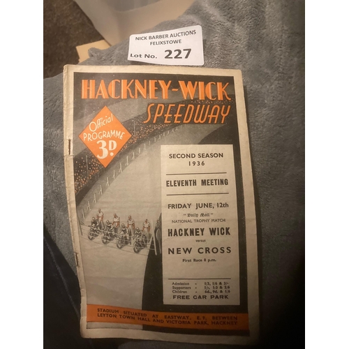 227 - Speedway : Hackney Wick v New Cross programme 12/06/1936 - 16 pages - sl.crease - good cond