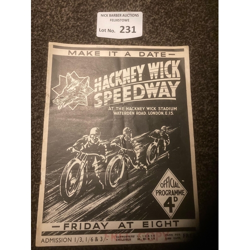 231 - Speedway : Hackney v Wembley 07/05/1937 programme sl. crease - 16 pages - good cond