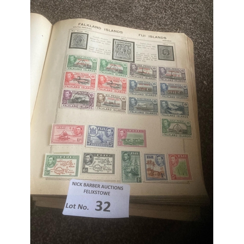 32 - Stamps : Triumph stamp album - bulging - album falling apart but good contents inc good