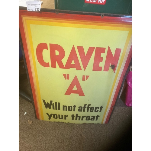 520 - Collectables : Enamel Sign 'Craven A' original enamel sign 83cm long x 59 cm wide - good cond