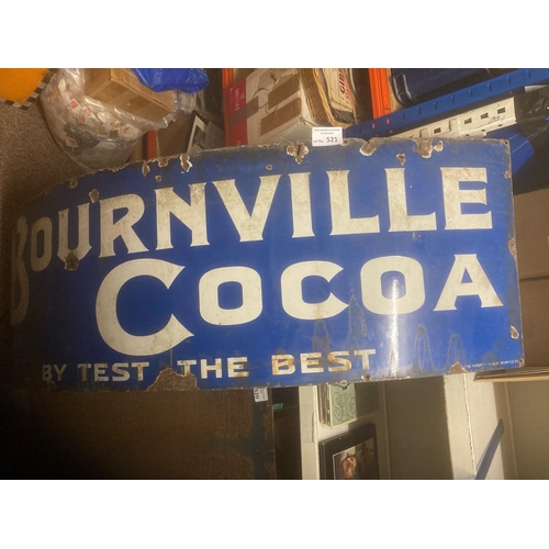 521 - Collectables : Enamel sign - Bourneville Cocoa original sign - some wear - 150cm long x 50cm wide