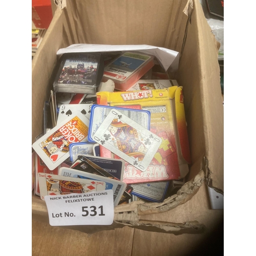 531 - Collectables : Large box of playing cards massive heavy box - Top Trumps etc