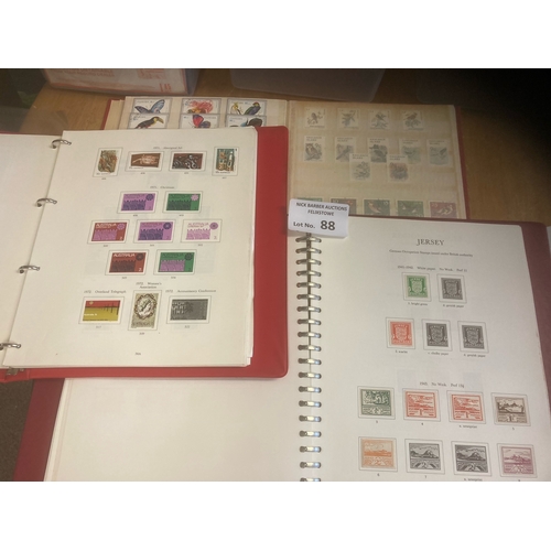 88 - Stamps : 3 albums including Australia, Jersey & world - good clxns