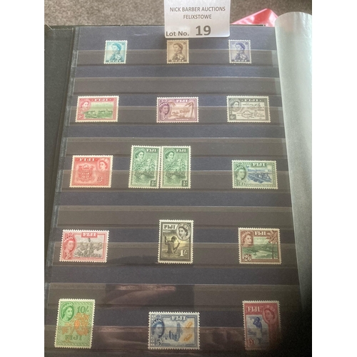 19 - Stamps : Commonwealth stock book inc Kiribati, Fiji, Tuvalu, good Fiji collection QEII mint definiti... 