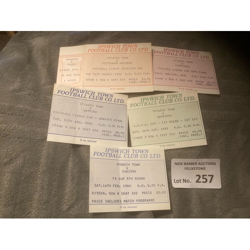 257 - Football : Ipswich Town collection of tickets 1980 onwards inc youth also testimonials etc (37)