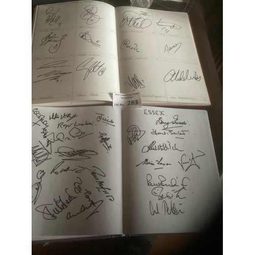 283 - Sporting Autographs : In 2 books - modern 2000s inc many county cricket teams & many football le... 